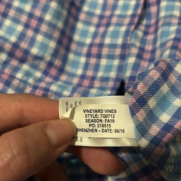 VINEYARD VINES Girls Size 12 Pink and Blue Plaid Cotton Flannel Shirt Dress - Picture 4 of 5